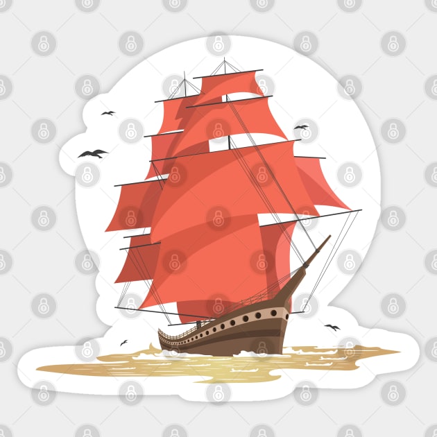 Ship Sailing Sticker by Mako Design 